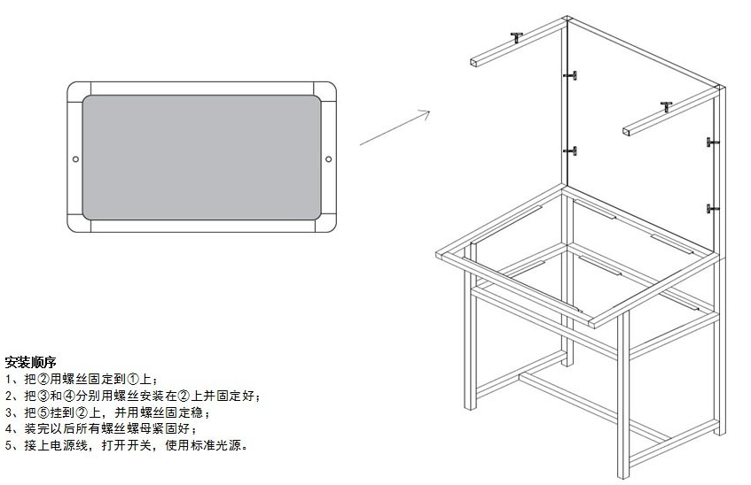 印刷標準光源箱安裝示意圖